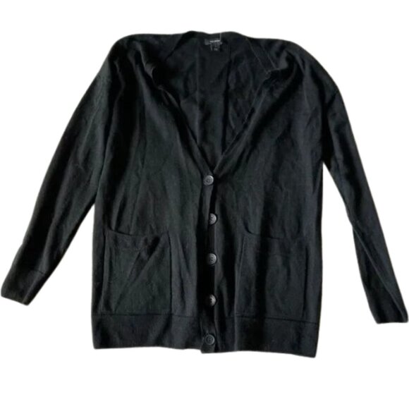 Halogen Women’s Wool Black Button Down V neck long sleeve cardigan sweater Small - Picture 1 of 4